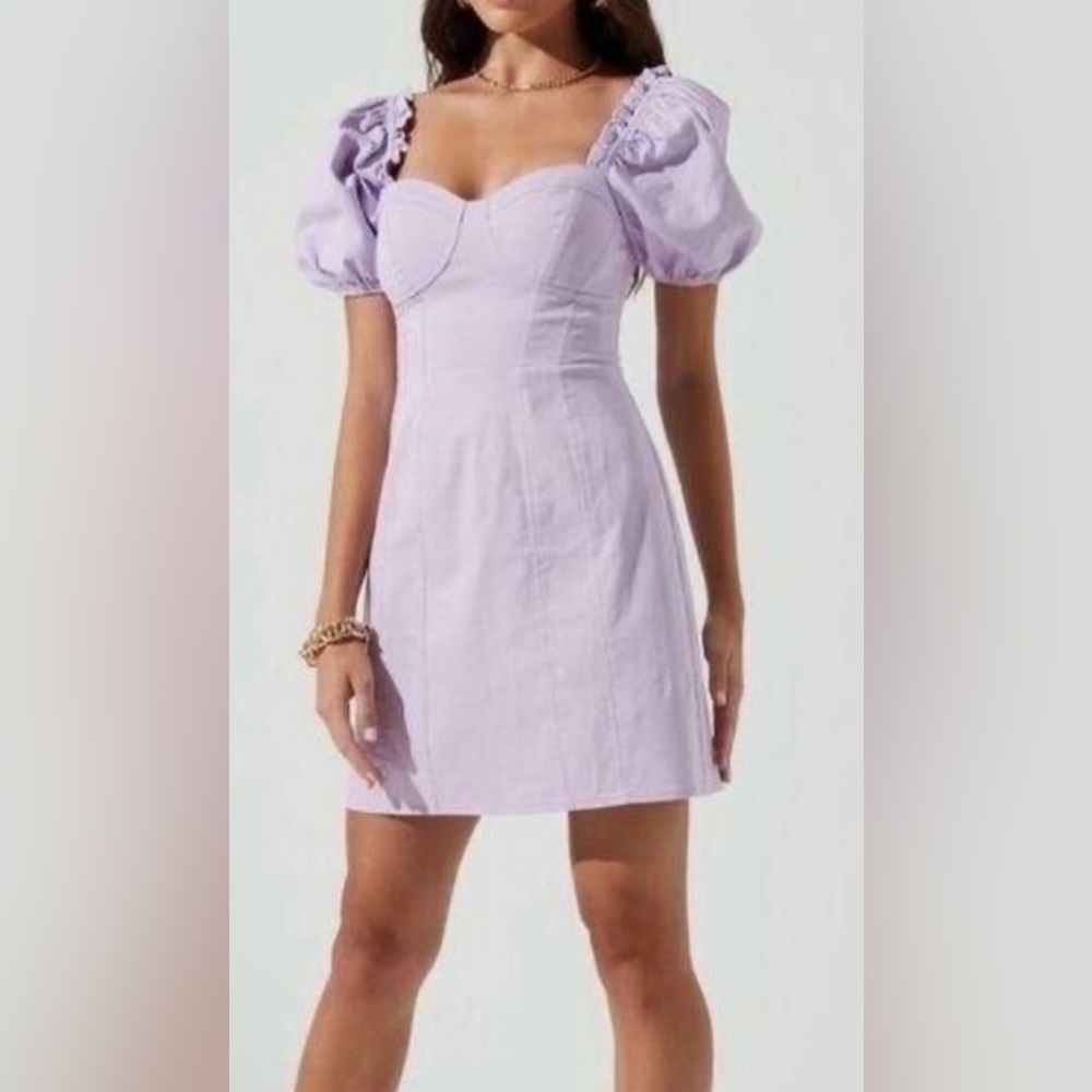 Revolve Astra the Label Skylar Puff Sleeve Mini Lilac Dress